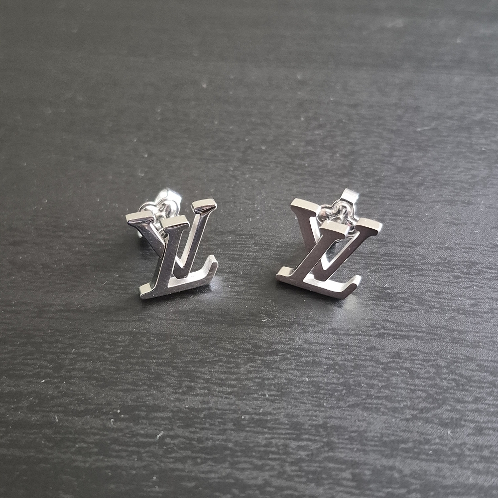 Silver LV Logo Earrigns
